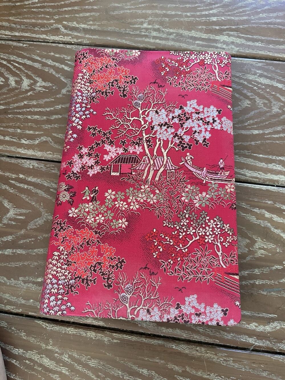 Vintage ANCO 514 Shanghai China Red Silk Brocade Covered Journal Diary